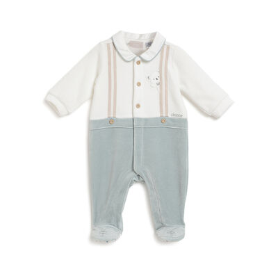 Boys Light Green Applique Front Opening Babysuit